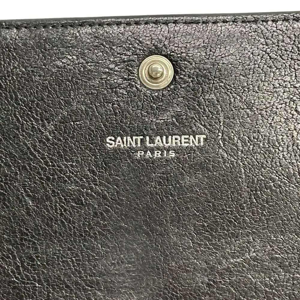 Saint Laurent PARIS Long Wallet 372404 Black Silver Leather Hardware
